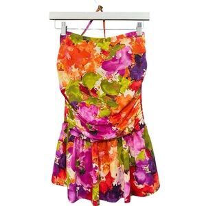 Spiegel Women’s 10 Multicolor Floral Halter One-Piece Swimdress